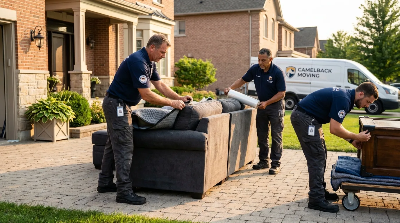 Large estate moving crew wrapping furniture in Saxonburg, PA