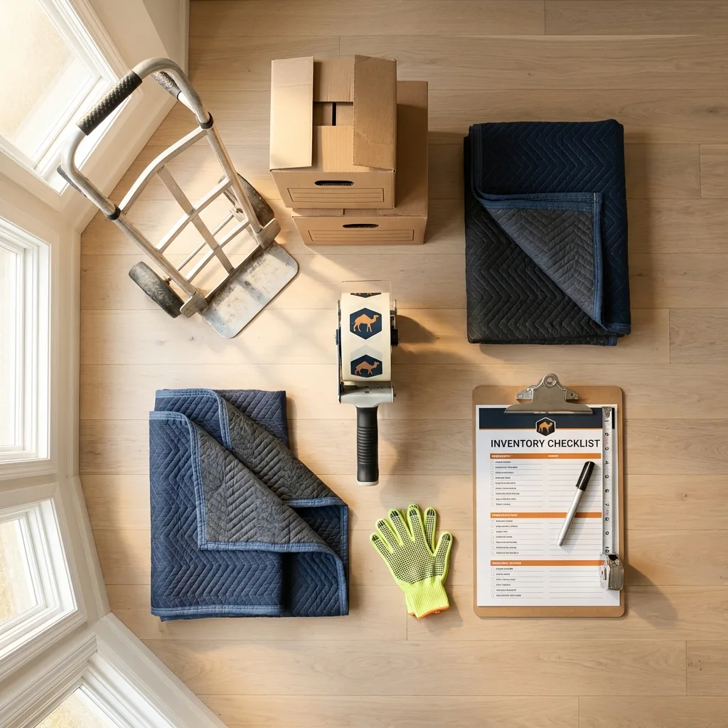 Professional moving supplies and packing materials layout for Saxonburg residential relocations